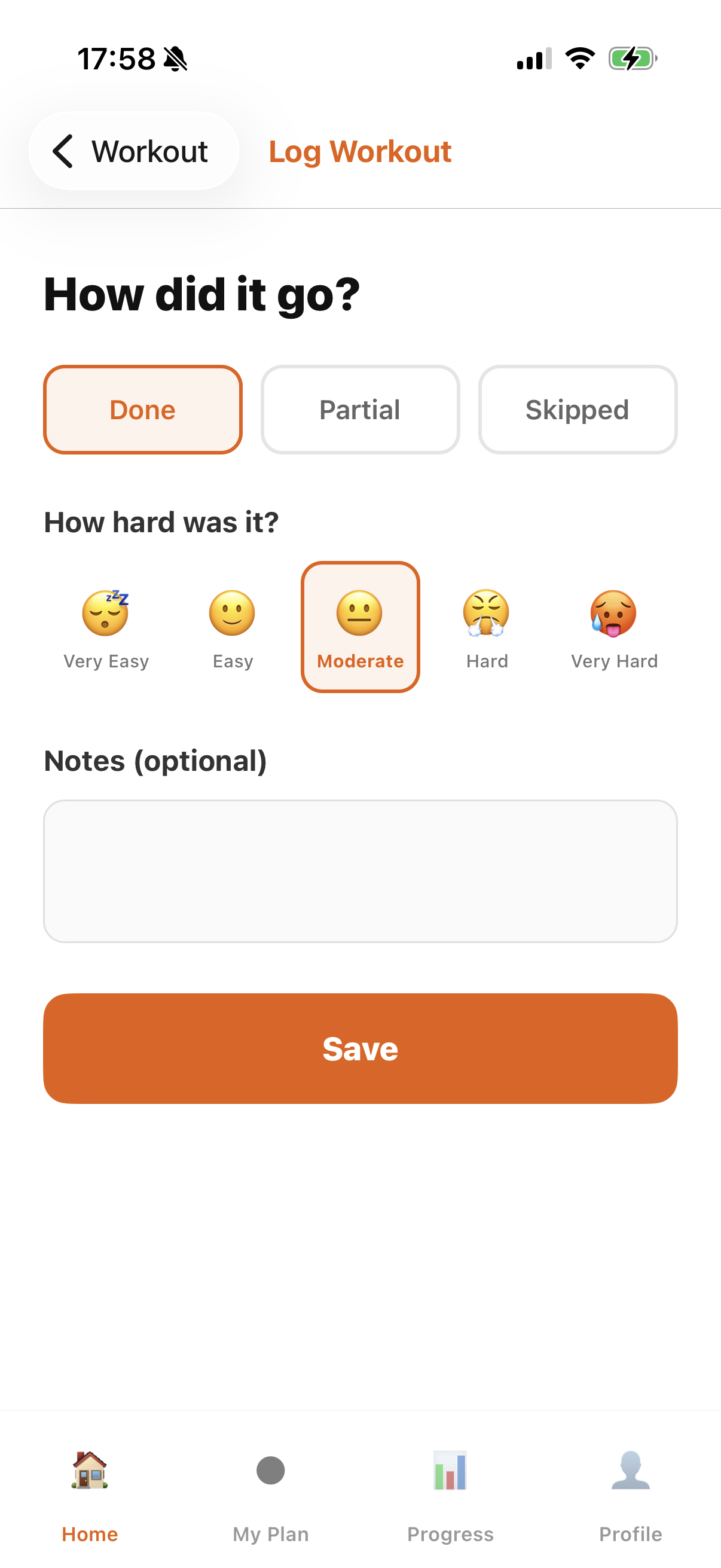 Five-emoji effort feedback selector for youth athletes
